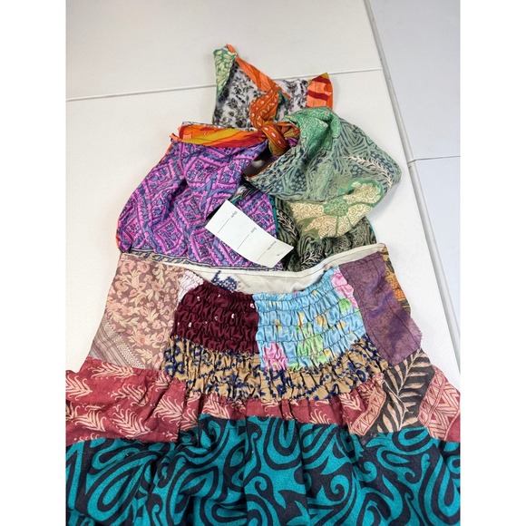 Jack pot new york Silk Dress Halter Neck Colorful Boho Hippie Festival Unique - Picture 4 of 9